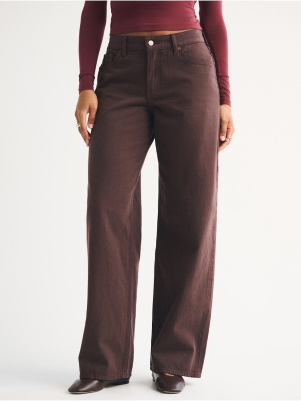 Abercrombie Curve Love Low Rise Ultra Wide Brown Jeans